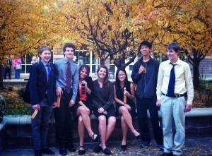 FRHS speech and debate students. From left to right: Tommy Hager, Aidan Dykstal, Moriah McMillan, Emma Michel, Mandarin Foster, XuSong Ho, Ben Beavers Photo credit: Mrs. Kochis