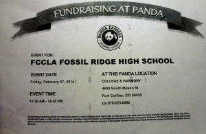 Flier necessary for Panda Express Proceeds to go back to benefit the Homeless Project