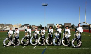 Brian DeWar (third from the right) with his fellow FRHS marching band tuba players. 