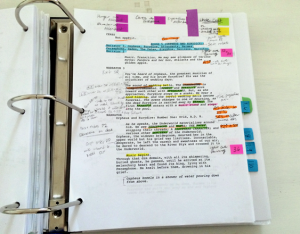 Section of notes inside Monaldi's binder. Photo Credit: Emily Monaldi 