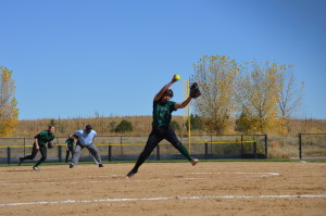Meghan Jameson pitches against Legend High School. 