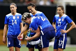 When it was time to leave the field for the last time, Abby Wambach handed the captain's armband to Carli Lloyd and then removed her cleats -- as the crowd sent her off with a standing ovation