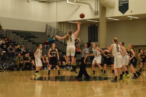 Sami Steffeck wins the tip-off. Photo provided by Haley Rockwell