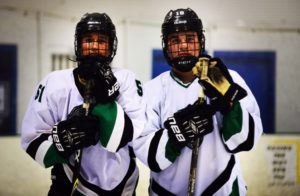 Bryan and Owen Lockner playing Fossil Hockey together this year